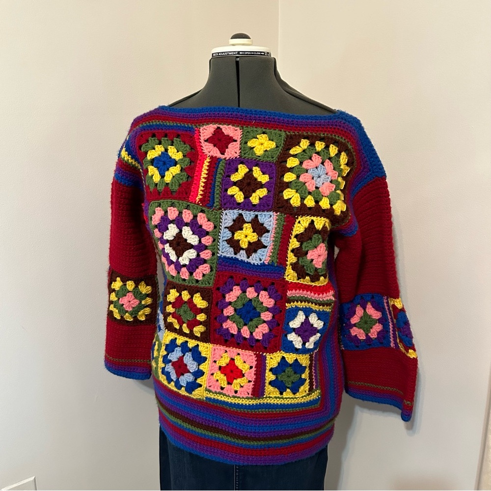 Handmade granny square knit sweater